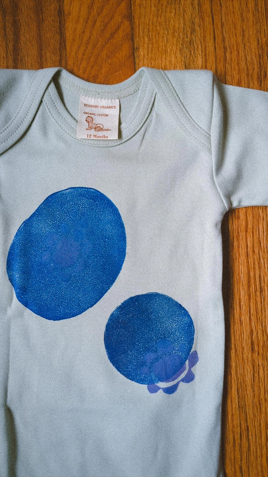 block printed by hand organic cotton onesie - 12 months