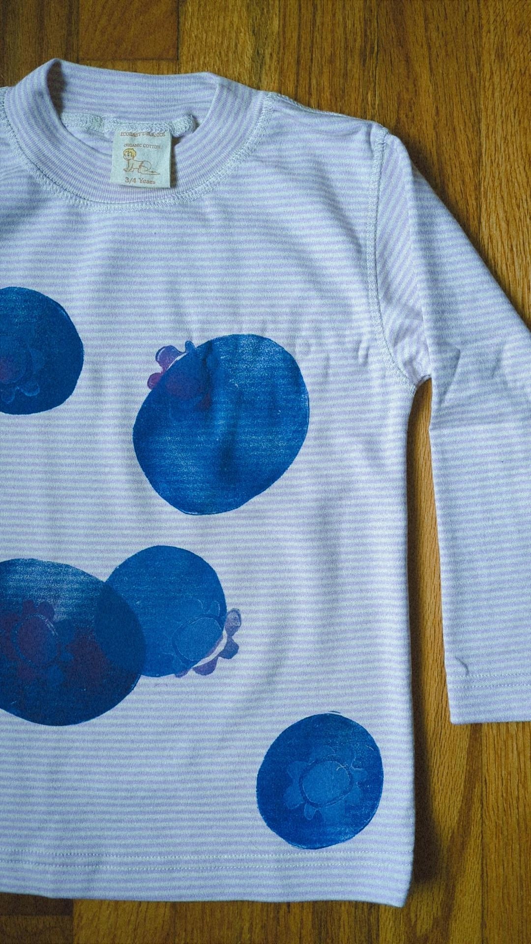 block printed by hand organic cotton long sleeve - 3/4 years
