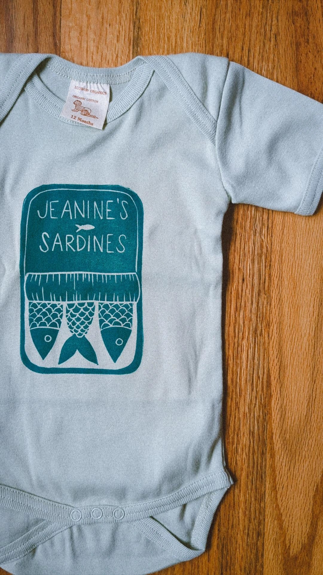 block printed by hand organic cotton onesie - 12 months