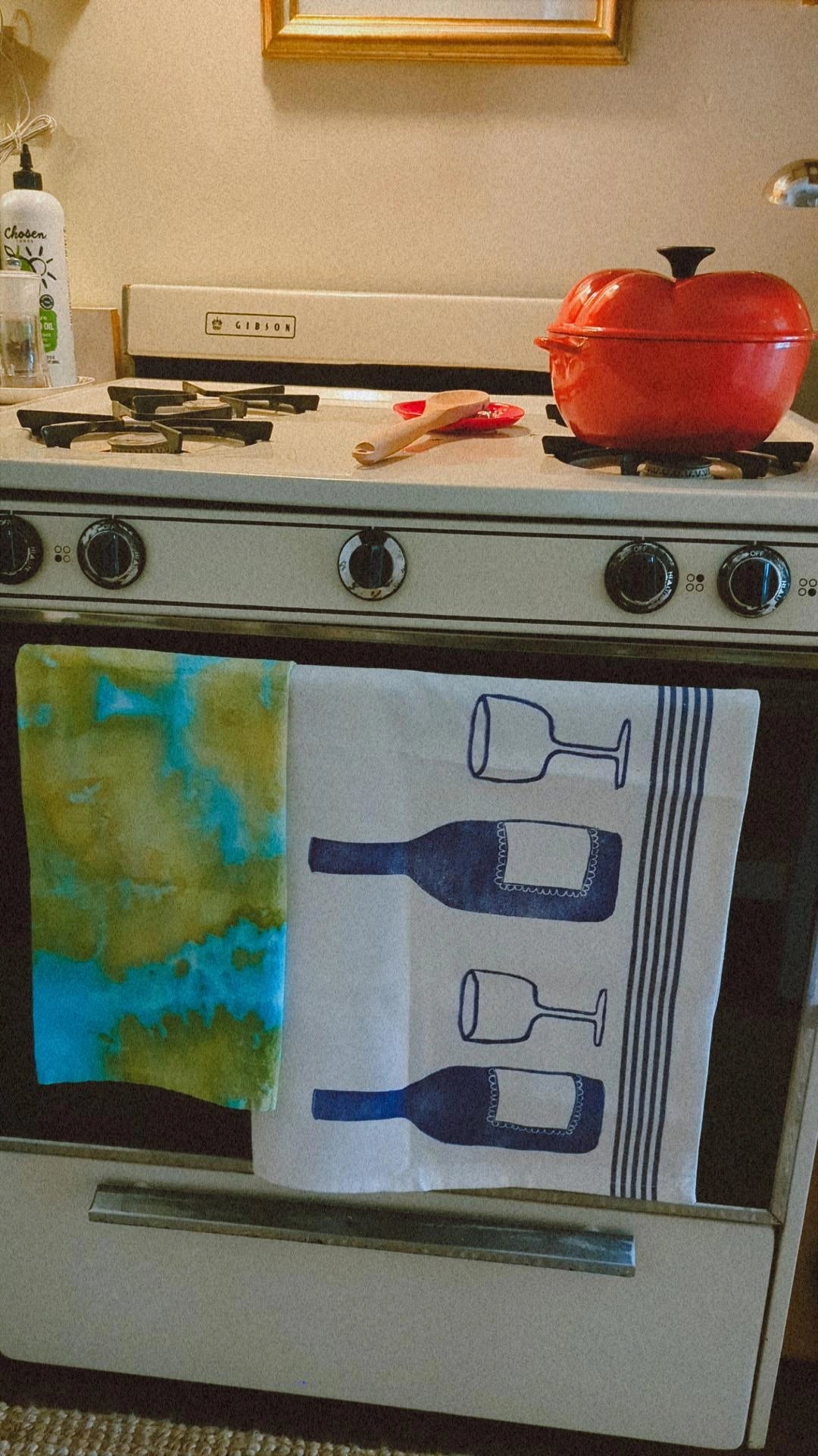 hand block printed cotton dish towel
