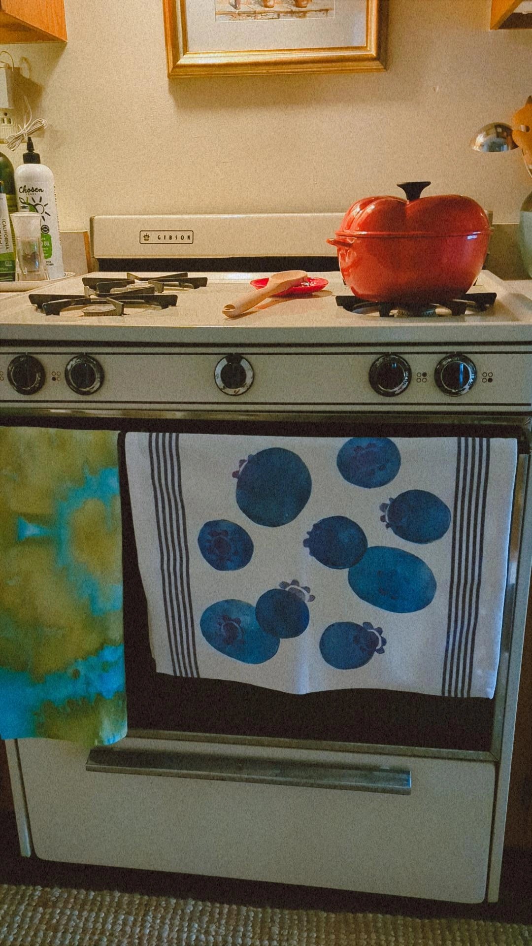 hand block printed cotton dish towel