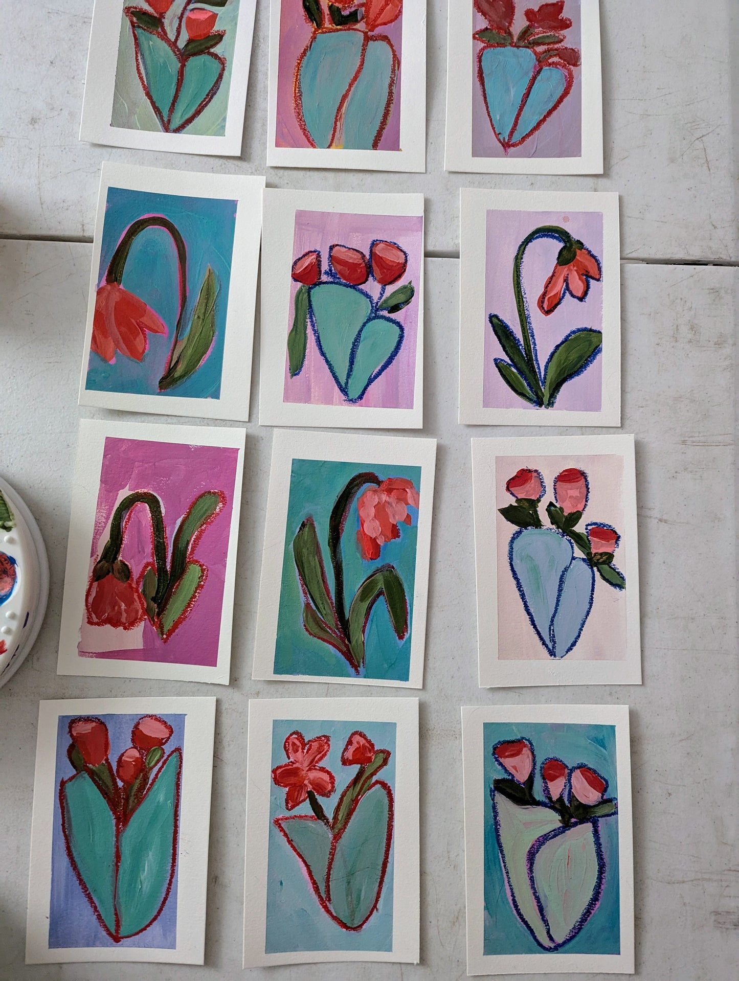 Acrylic & Oil Pastel : floral batch 7, PAINTING #3