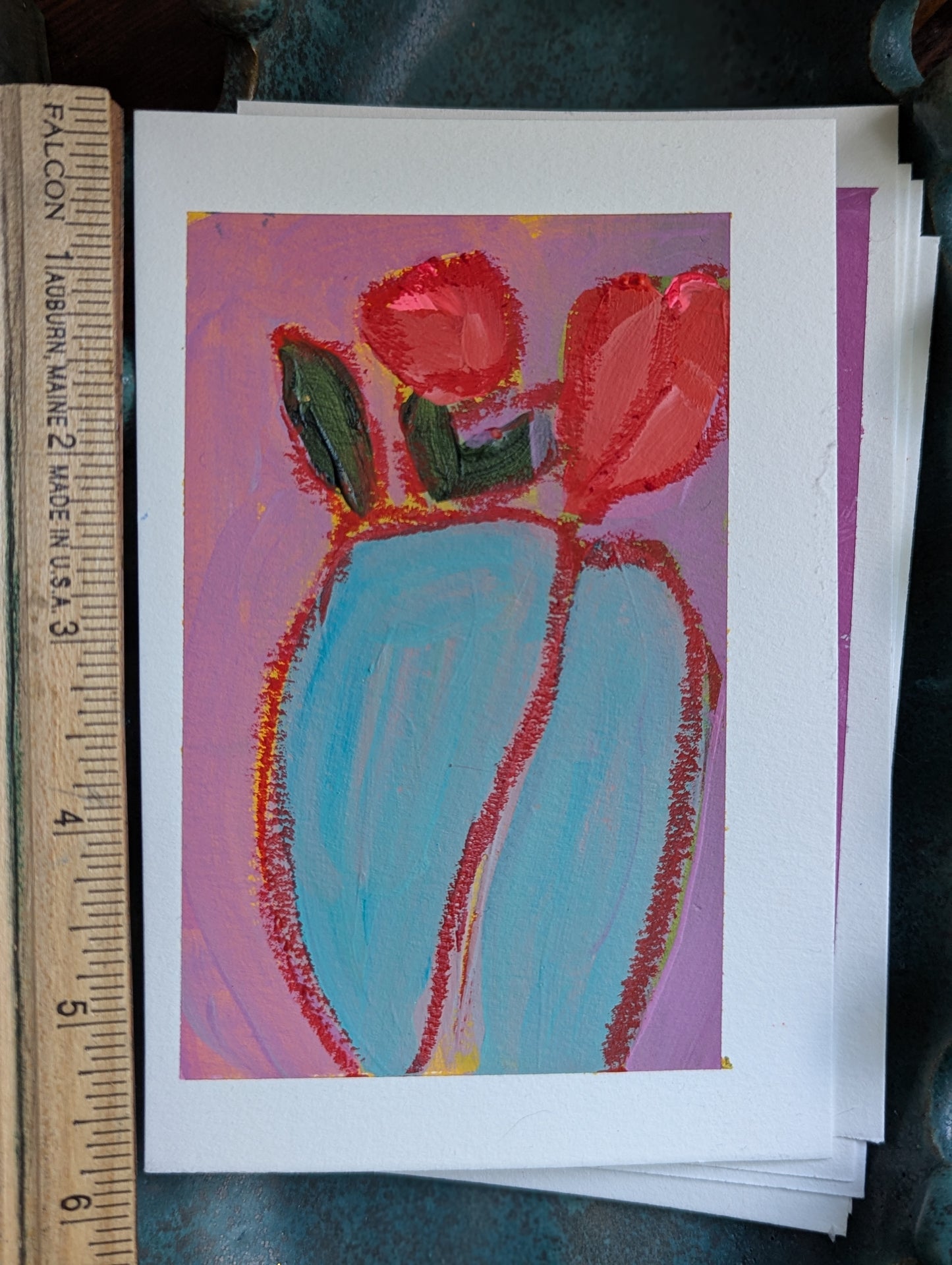 Acrylic & Oil Pastel : floral batch 7, PAINTING #5