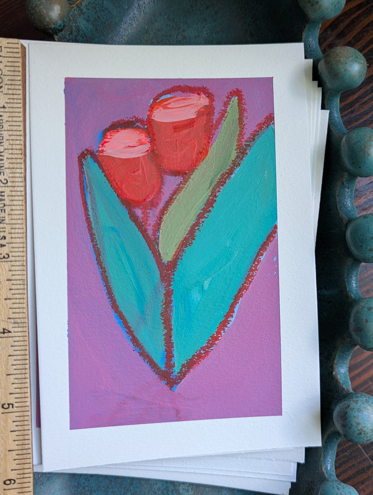 Acrylic & Oil Pastel : floral batch 7, PAINTING #6