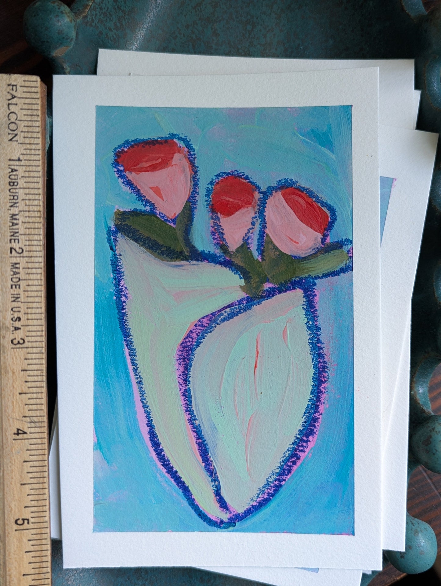 Acrylic & Oil Pastel : floral batch 7, PAINTING #8
