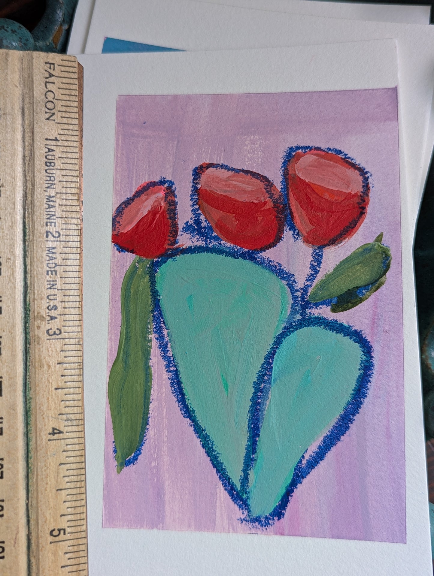 Acrylic & Oil Pastel : floral batch 7, PAINTING #10