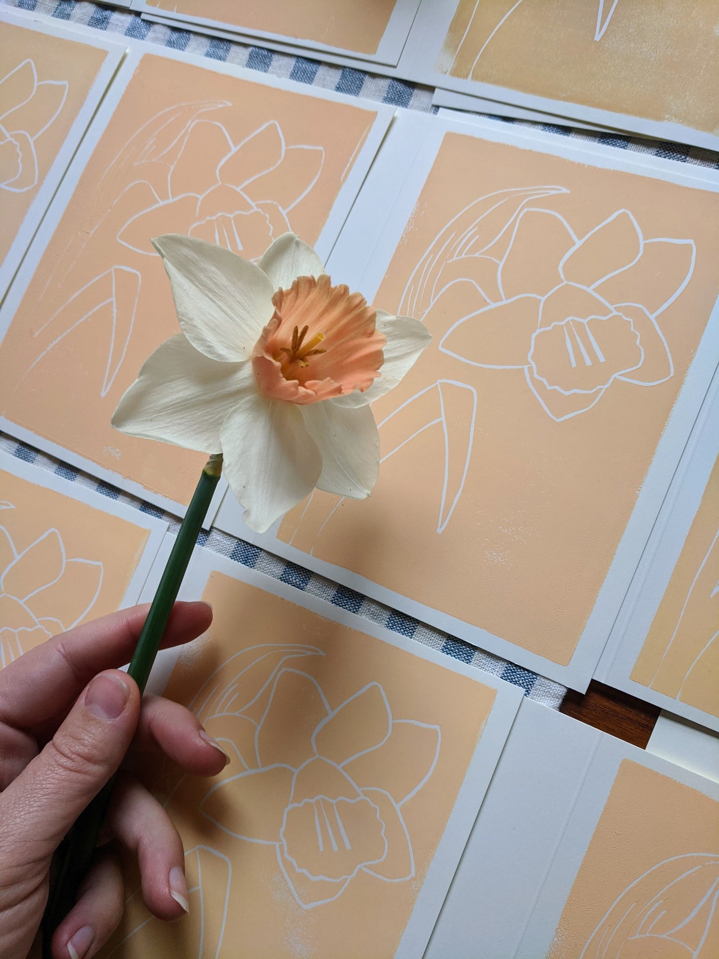 daffodil print, peach & orange