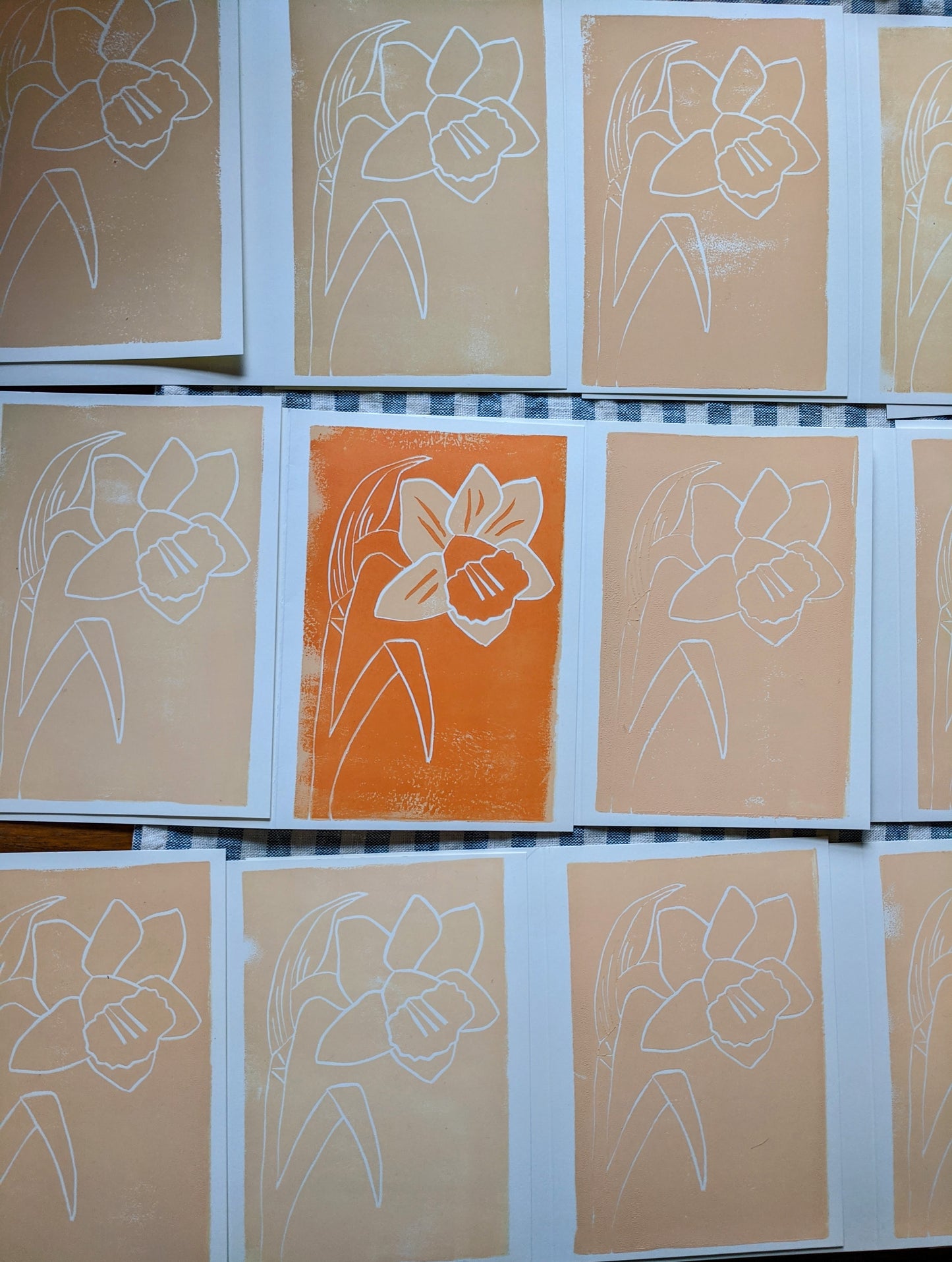 daffodil print, peach & orange