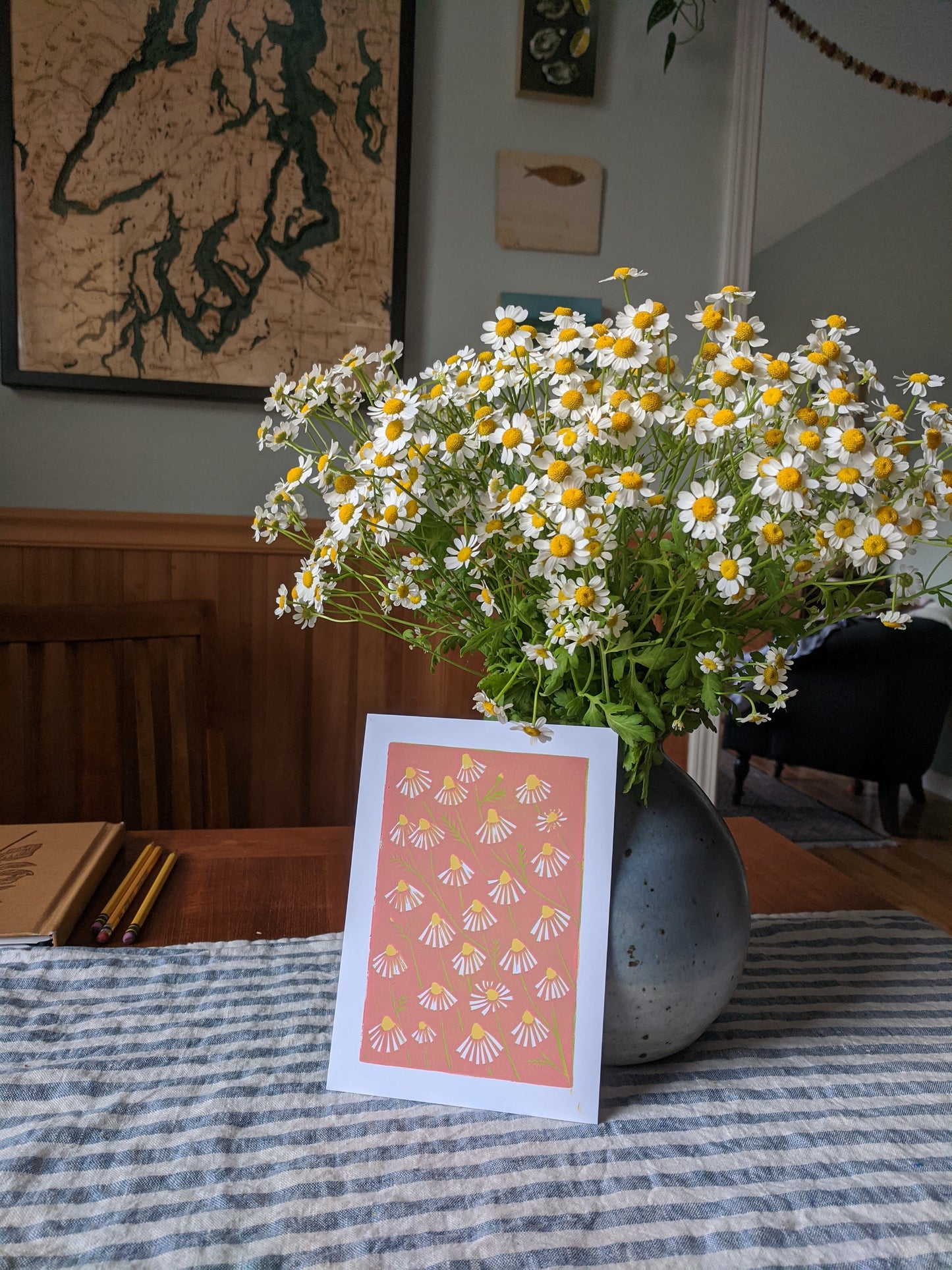 chamomile, pink 5x7