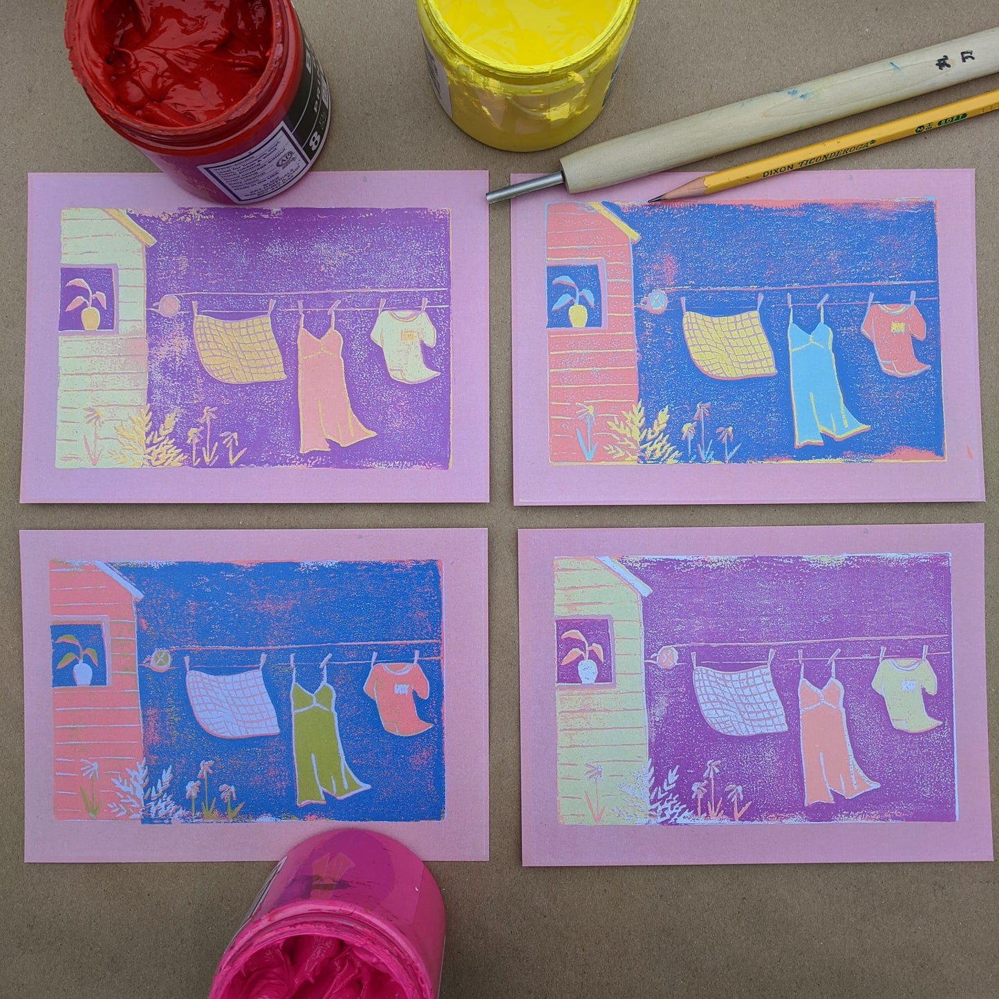 laundry, set of four 5x7 prints