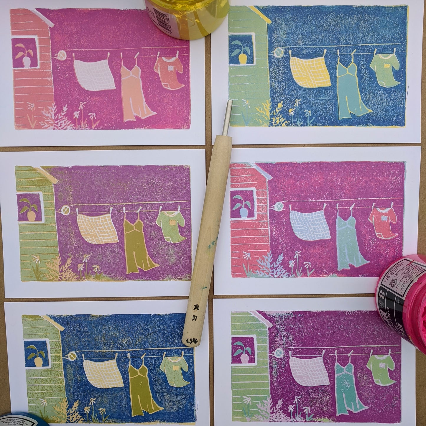 laundry, set of six 5x7 prints