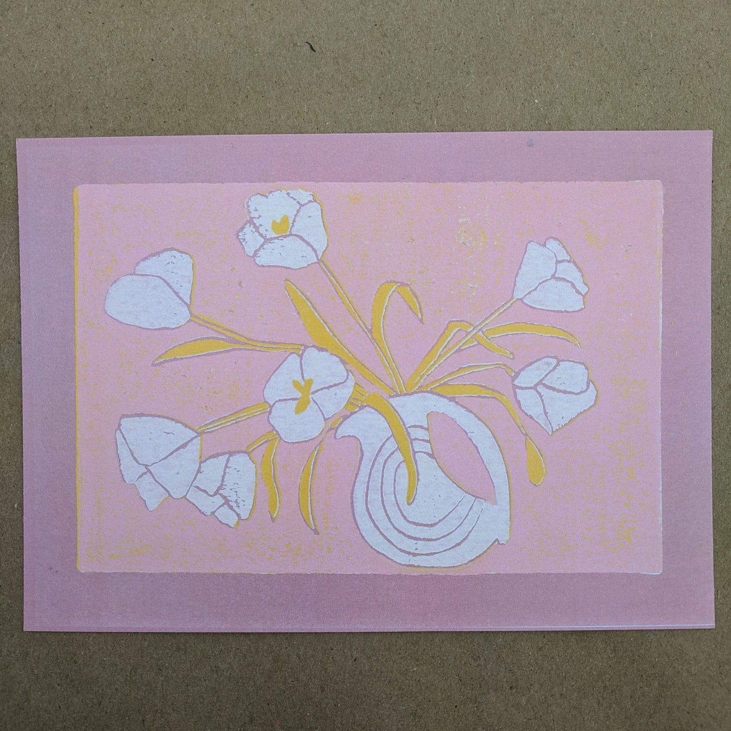 tulip on pink, 5x7