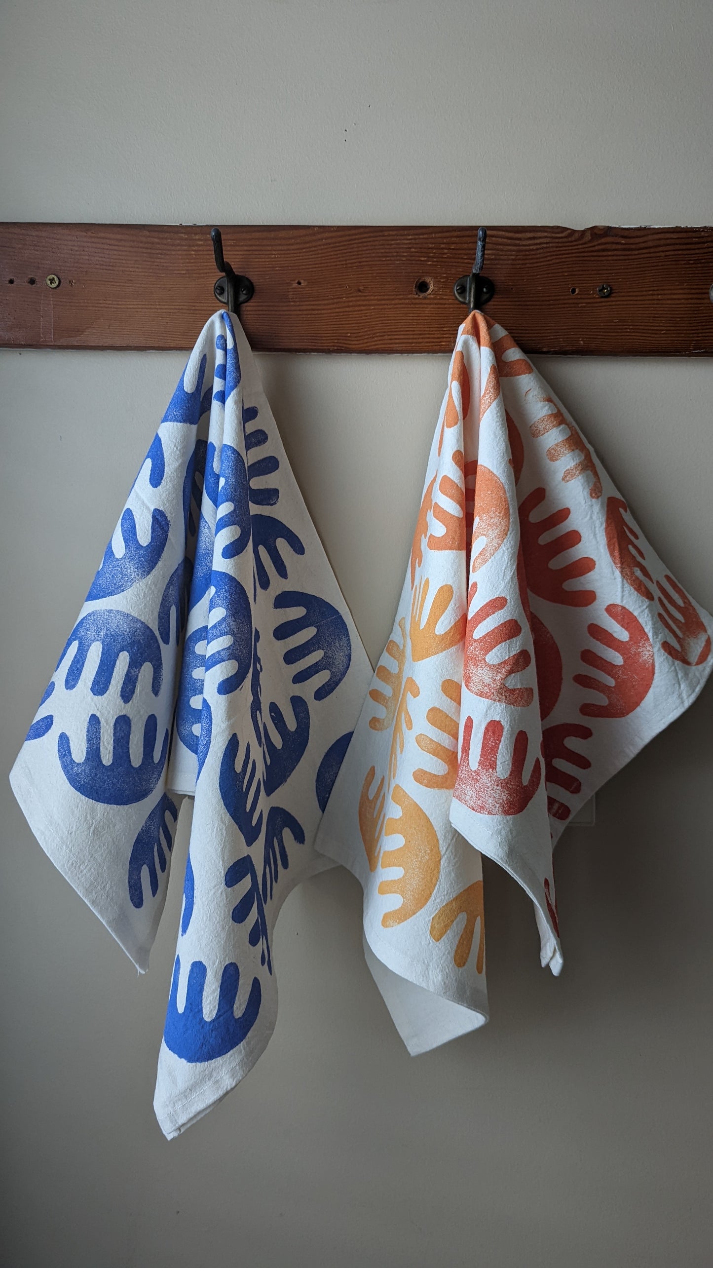 block printed kitchen towel : abstract shape