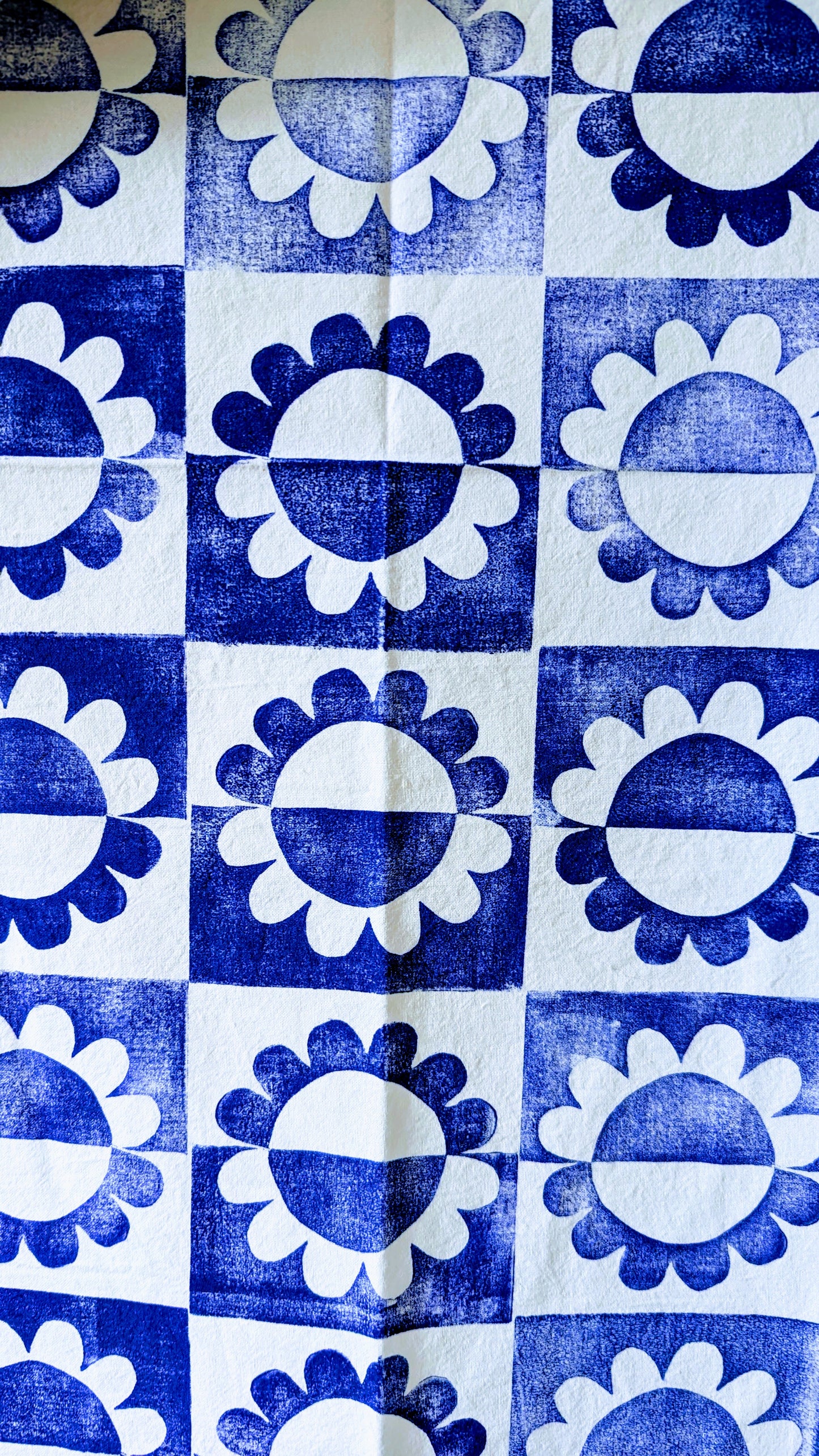 block printed kitchen towel : sun shadow