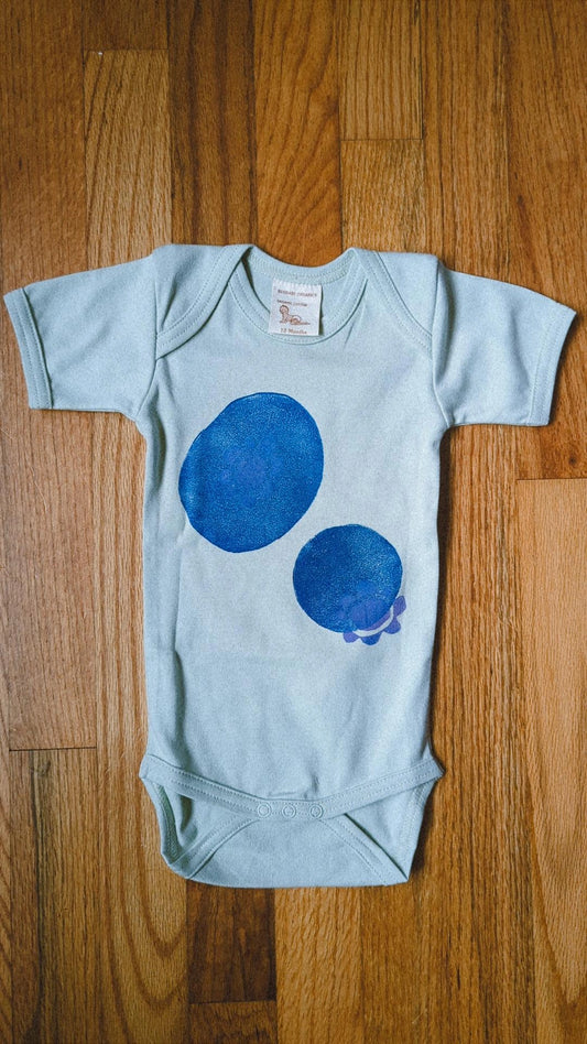 block printed by hand organic cotton onesie - 12 months