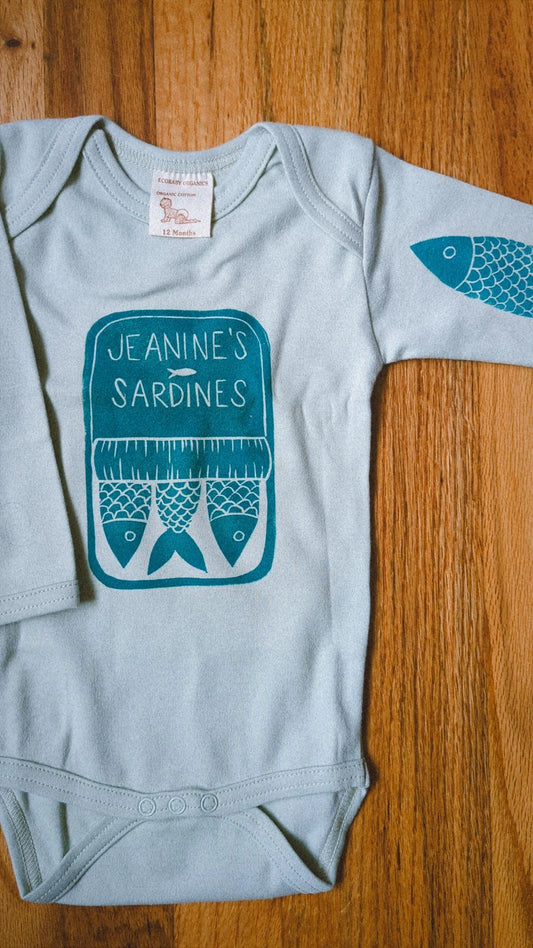 block printed by hand organic cotton onesie - 12 months