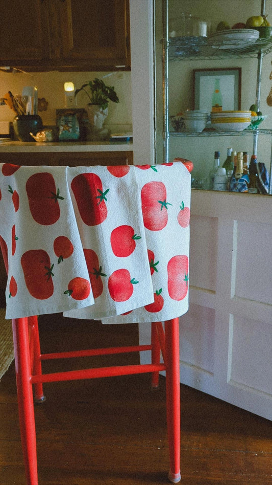 cotton flour sack block printed set of napkins (4)