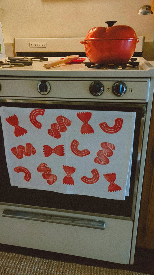 hand block printed cotton flour sack dish towel