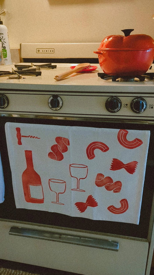 hand block printed cotton flour sack dish towel