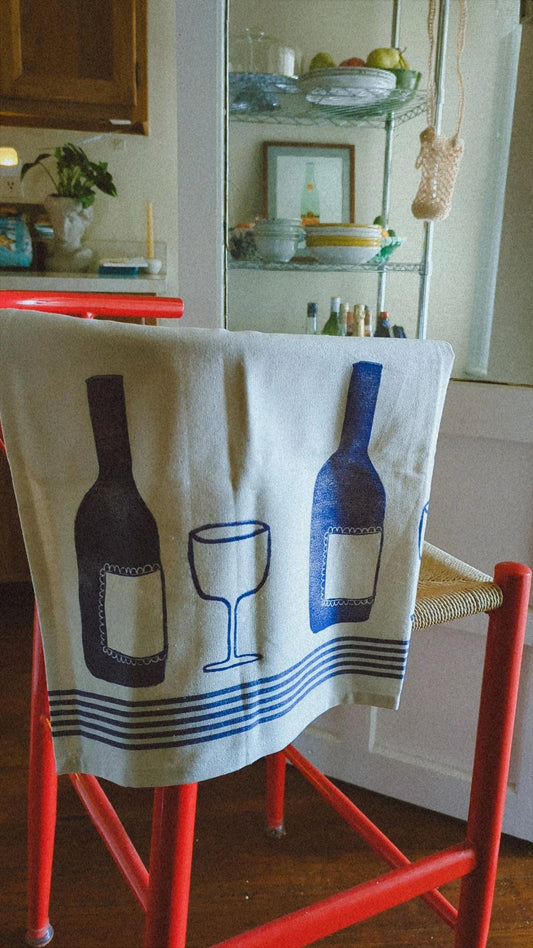hand block printed cotton dish towel