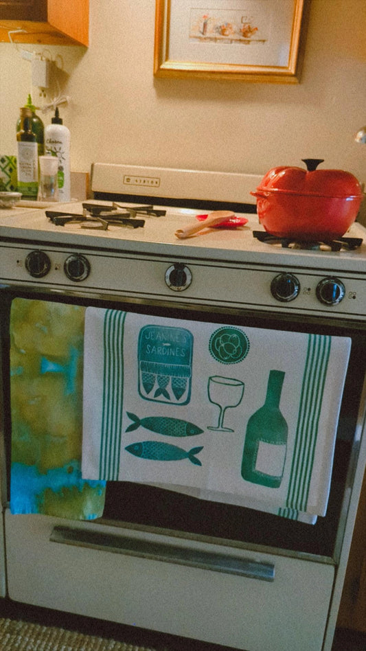 hand block printed cotton dish towel