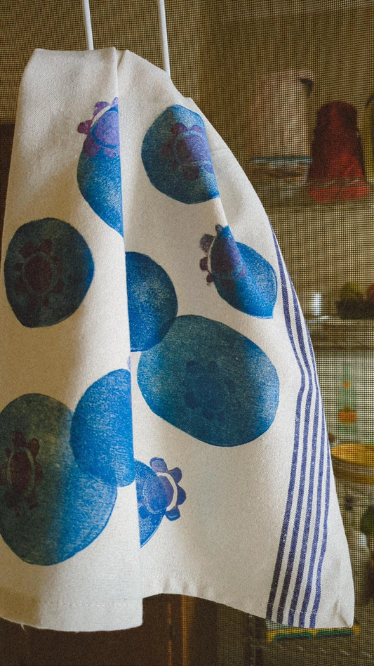 hand block printed cotton dish towel