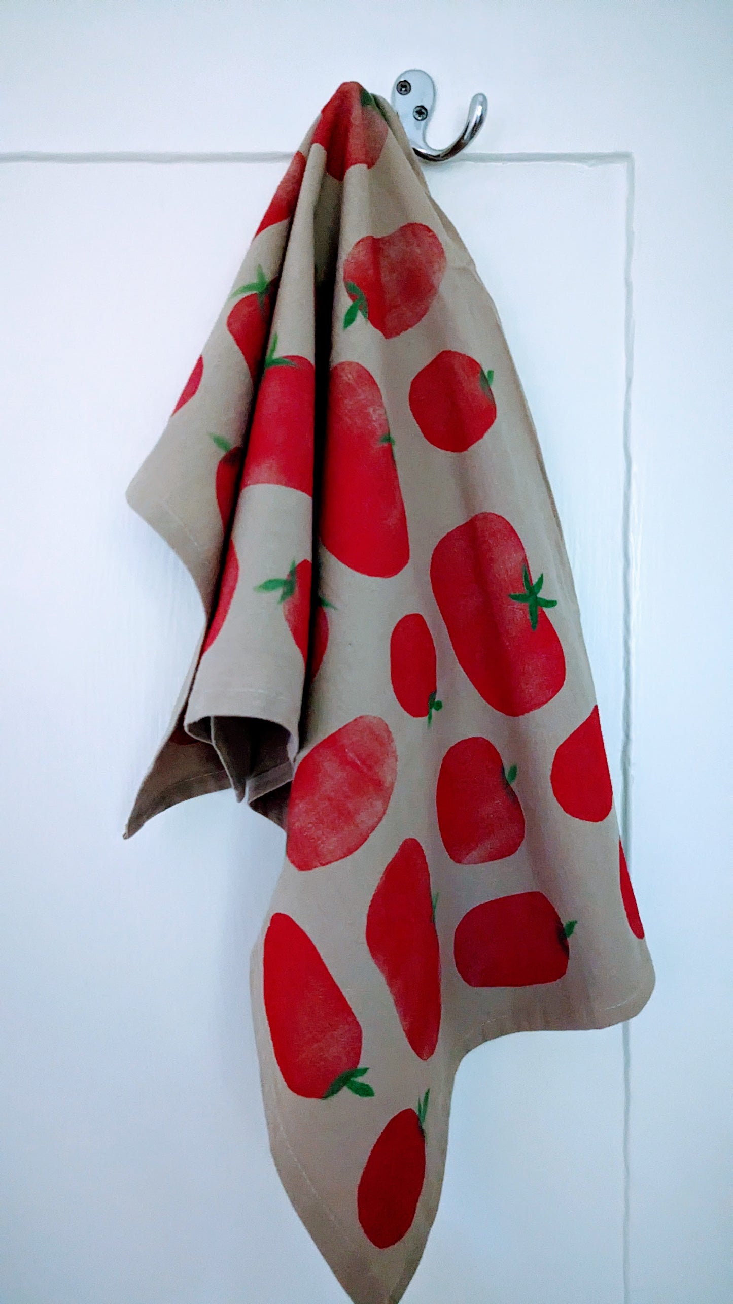 block printed kitchen towel : tomato / tom(ah)to