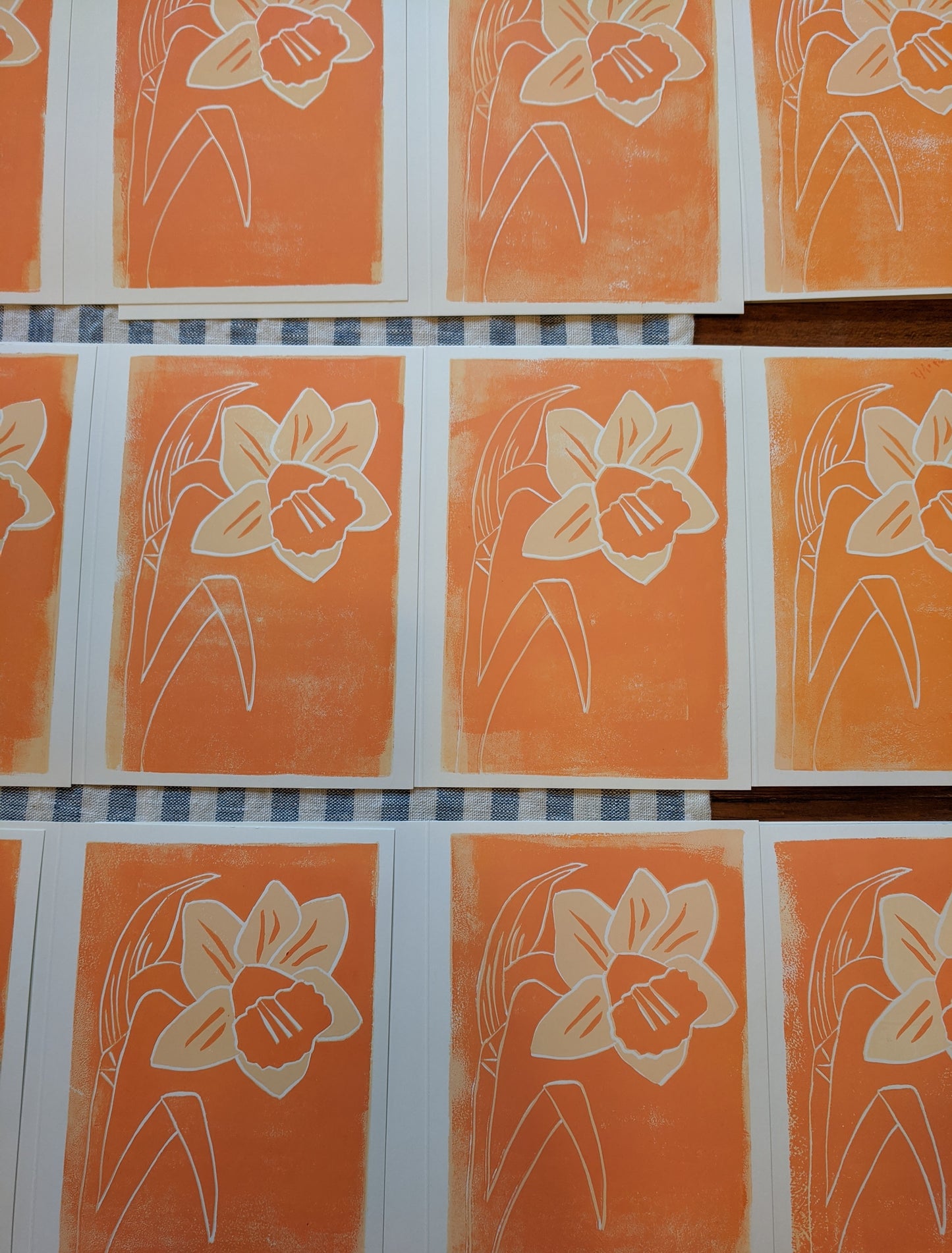 daffodil print, peach & orange